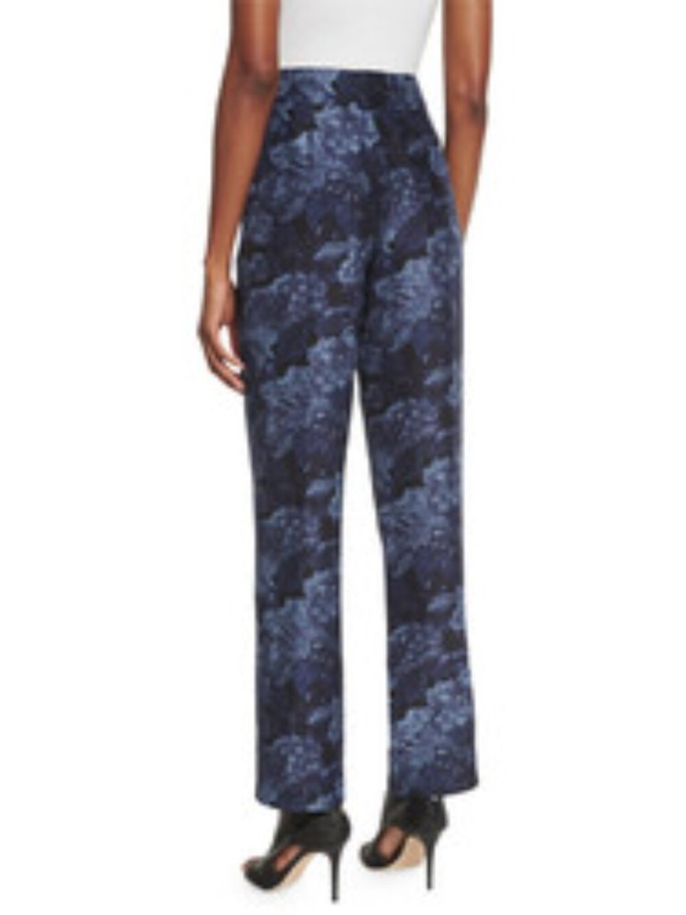 Elizabeth and James Hawke 100% Silk High Rise Royal Black Floral Trousers Size 2